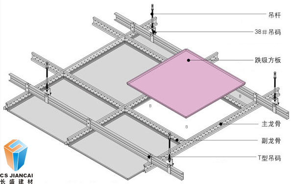 方形铝扣板吊顶安装节点图