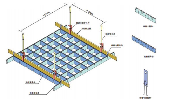 铝格栅安装节点图3003