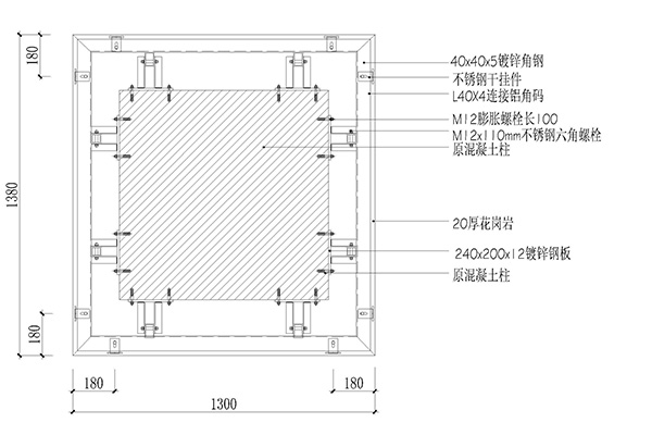 方形包柱铝单板结构规格图
